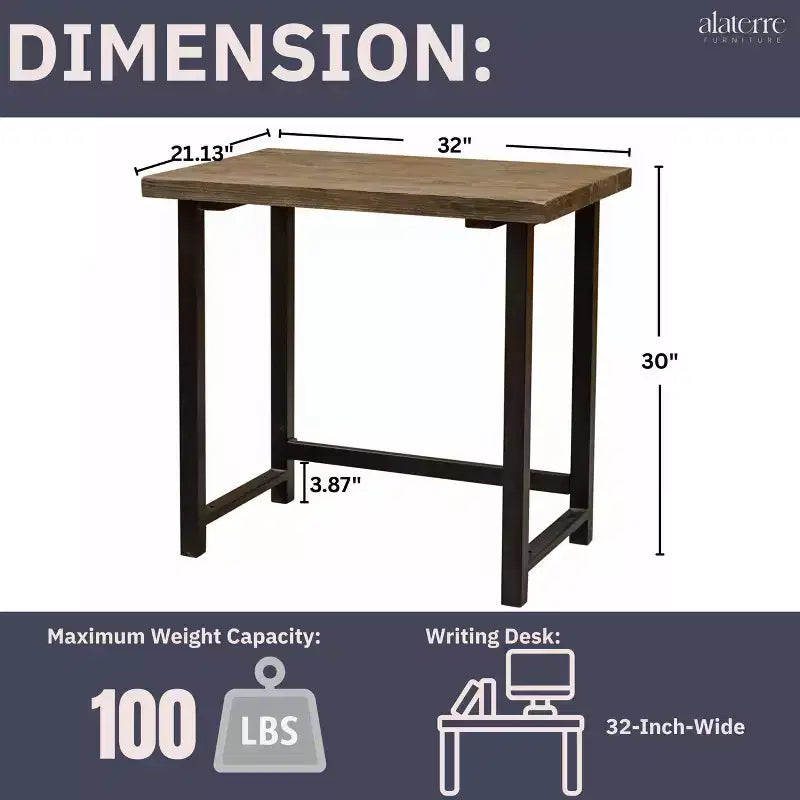Bureau en métal et bois massif