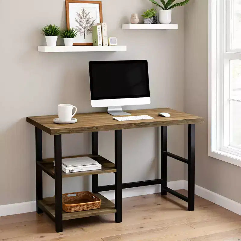 Bureau en métal et bois massif