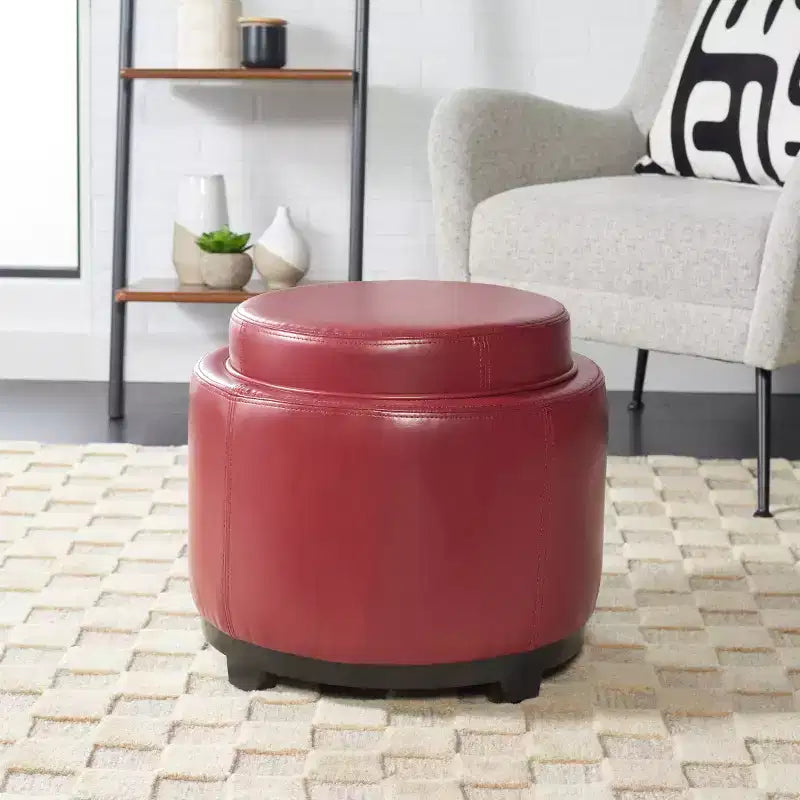 Round Flip Top Storage Ottoman - HUD4045 - Safavieh Couture