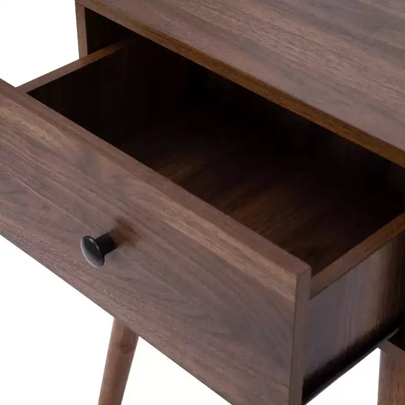 Table de chevet en bois avec tiroir, style milieu du siècle