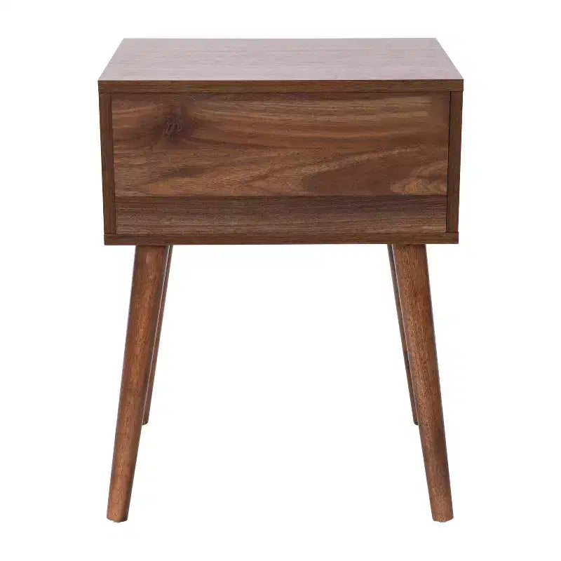 Table de chevet en bois avec tiroir, style milieu du siècle