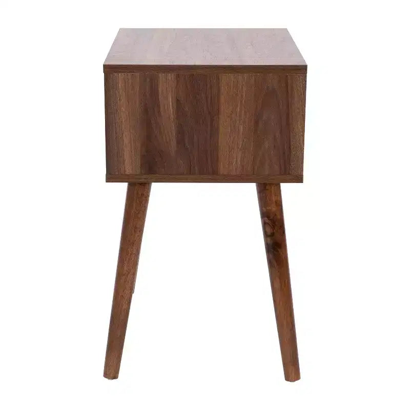 Table de chevet en bois avec tiroir, style milieu du siècle