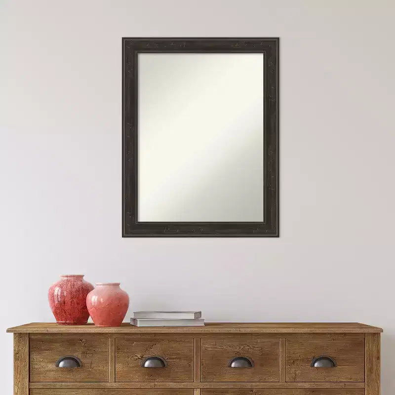 Amanti Art Shipwreck Greywash Narrow Non-Beveled Bathroom Wall Mirror 28 x 22 in.