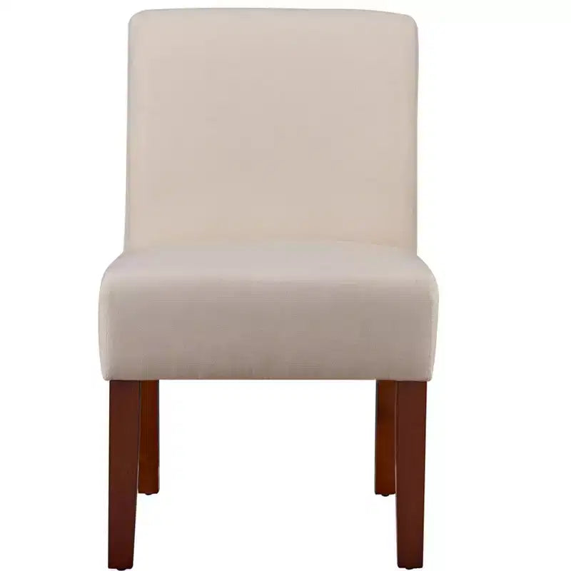 Linen Fabric Upholstered Accent Chairs Set of 2 with Round Wood Table - ModernLuxe